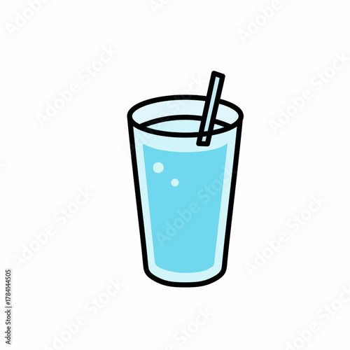 Refreshing Glass of Water with Straw Illustration Vector