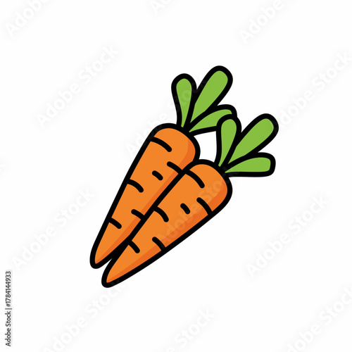 Two Fresh Carrots Vegetable Icon Design Illustration Vector