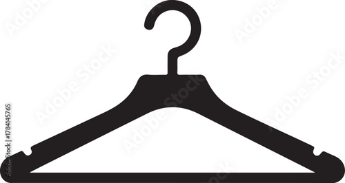 Black and white vector illustration of a hanger isolated on white background