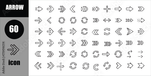Arrow Icon Set Collection - 60 Navigation Direction Pointer Symbol Vector Bundle