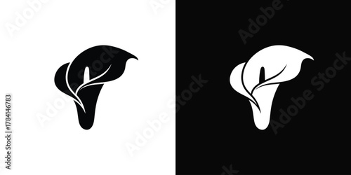 Minimalist floral logo design combining the letter P with a Calla Lily