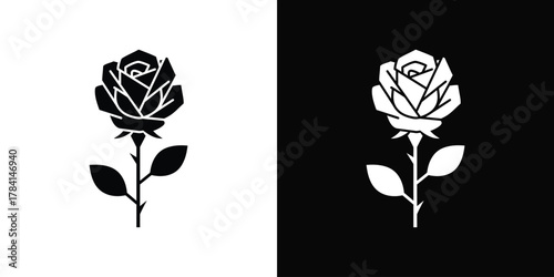 Elegant Black and White Rose Silhouette A Timeless Floral Design Concept