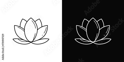 Zen Lotus Minimalist Symbol of Purity in Black and White