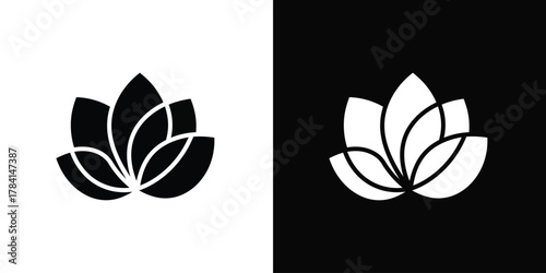 Lotus Flower Symbol in Black and White Minimalist Floral Design