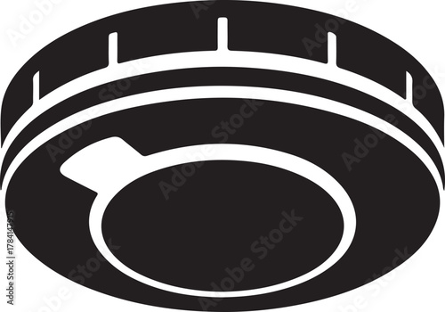 Silhouette of a smoke detector isolated on white background for safety