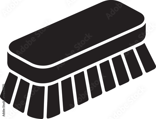 Black silhouette of a scrub brush isolated on white background