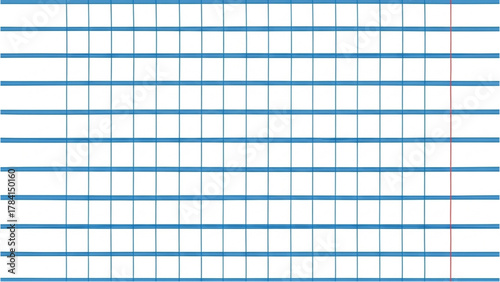 Grid paper background with blue lines and a red margin line on the right side
