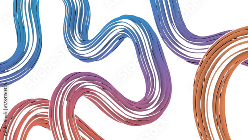 Abstract flowing ribbons of vibrant color, creating dynamic curves on a white background