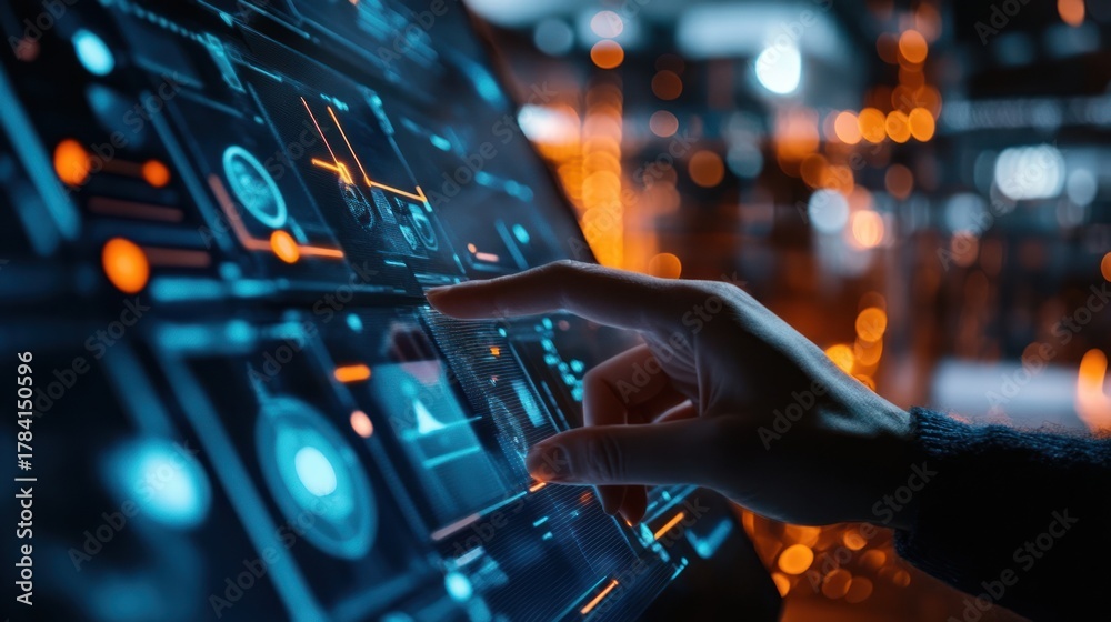 custom made wallpaper toronto digitalInteractive technology interface with hand gesturing on touchscreen display