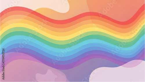Abstract Rainbow Wave Pride Celebration in Soft Gradient Colors Background