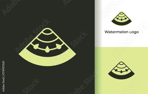 Neon Geometric Watermelon Slice Modern Logo Icon