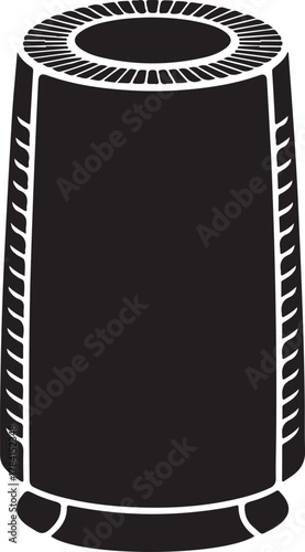 Black and white vector illustration of a smart speaker device