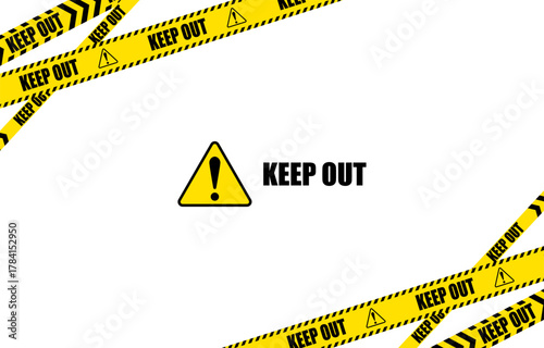 立入禁止を表すバリケードテープのフレームイラスト