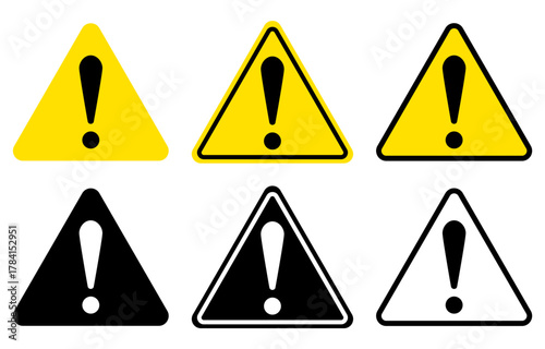 危険、注意、警告等を表すアイコンイラストセット