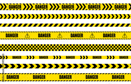 危険を表す黄色と黒のテープイラストセット