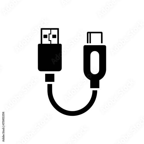 Illustration of a USB-A to USB-C cable, showing both connector types.