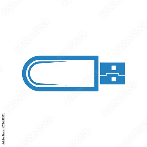 Blue USB flash drive icon on a white background, symbolizing data storage and portability.