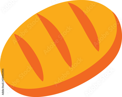 Simple bread icon with damper texture on white background