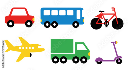 Illustration showing various modes of transportation including car bus and plane