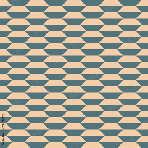 Pattern created from teal blue and beige isosceles trapezoids