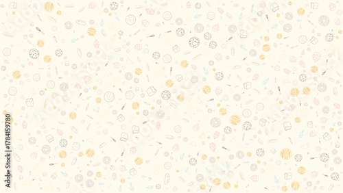 Bakery and kitchen Seamless pattern background . Soft pastel colors create a playful texture. Ideal for baking packaging or cafe menu design.