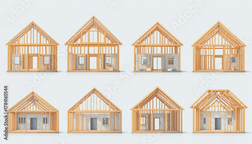 set of wooden house