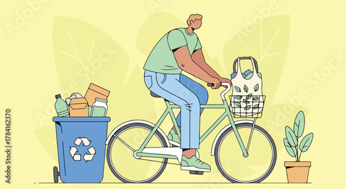 Flat Vector Sustainable Lifestyle Illustration Eco-Friendly and Minimal Design