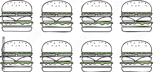 Array of Illustrated Burgers A Tasty Graphic Feast