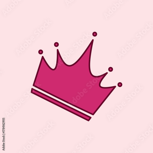 A pink crown tilted slightly on a soft pastel background, representing beauty, confidence, and leadership with a modern, elegant style.