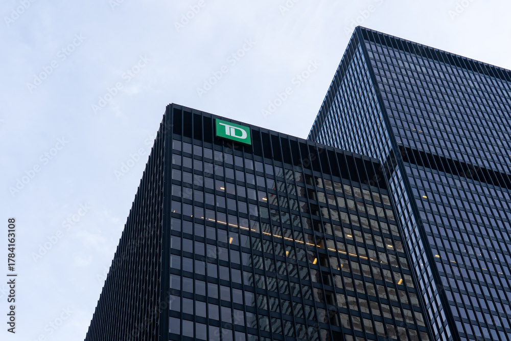 Fototapeta premium Toronto, ON, Canada - November 8, 2025: Toronto Dominion Bank headquarters at the Toronto Dominion Centre in Toronto, ON, Canada.