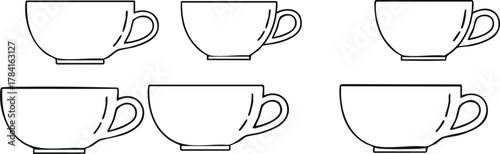 A Variety of Simple Teacups A Vector Illustration of Coffee and Tea Cups