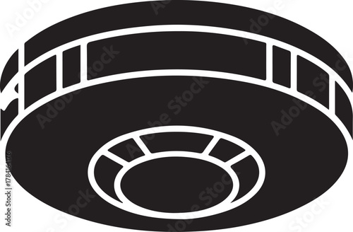 Silhouette of a smoke detector isolated on white background for safety