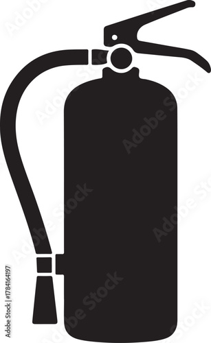 Silhouette of a fire extinguisher isolated on white background for safety