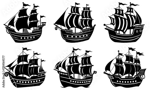 Sail into Adventure Awaits with this Vintage Ship Collection! Perfect for Nautical Themes, History Projects, and Pirate Decor, Evoking a Sense of Exploration