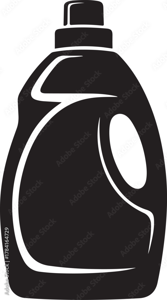 Obraz premium Black and white vector illustration of a bottle of laundry detergent
