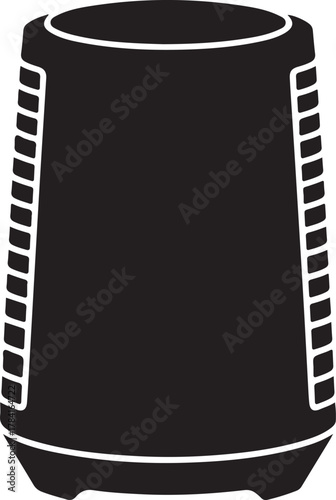 Black and white vector illustration of a smart speaker device