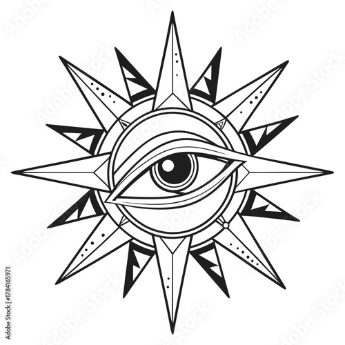 Eye of providence in a star, occult symbol