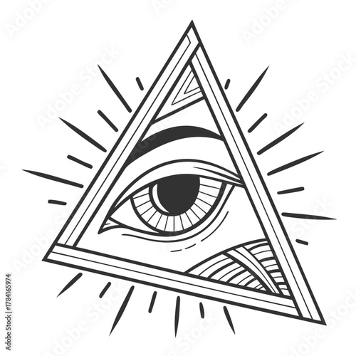 Eye of providence in triangle, vector illustration