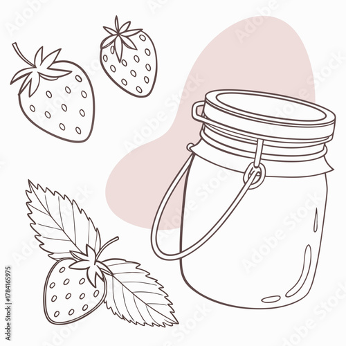 Illustration of a jar of strawberry jam