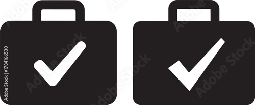 Two suitcase silhouettes with checkmarks silhouette