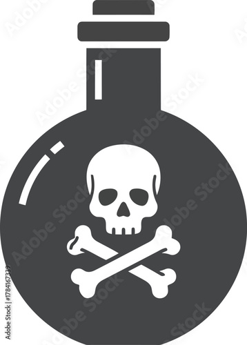Poison bottle skull and crossbones danger symbol toxic liquid hazard warning danger symbol vector icon vector