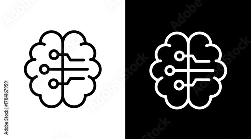 Brain  White Icon Set Design