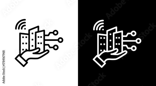 Smart City  White Icon Set Design