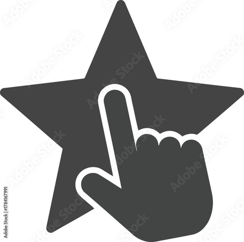 Hand finger clicking on star icon for rating selection success choice best quality selection vector