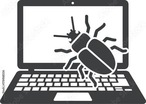 Computer bug icon cybersecurity threat digital malware insect virus data protection concept vector