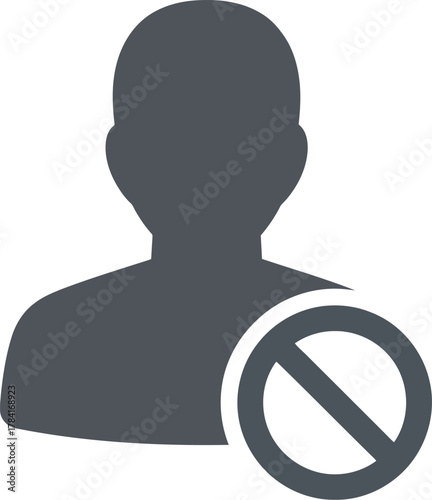 Silhouette person icon with prohibition sign for privacy account security no entry vector