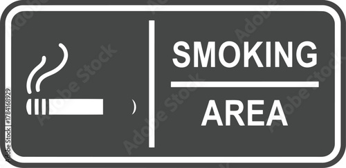 Smoking area sign rectangle silhouette symbol with smoke icon notification alert forbidden zone vector