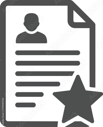 Professional resume icon with star rating for job application success and career growth vector