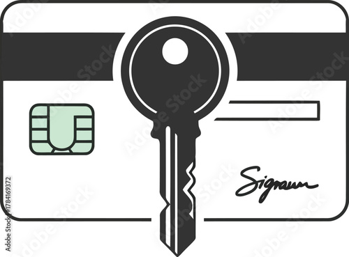 Secure credit card access concept with key symbol representing financial security and protection vector