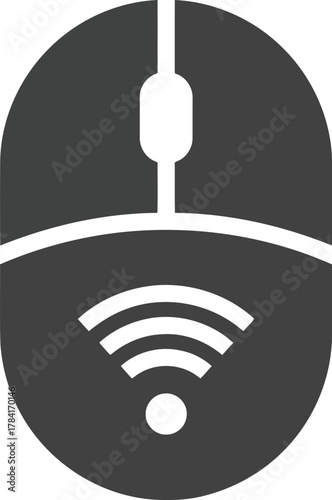 Wireless computer mouse icon symbol featuring wi fi signal technology and connectivity vector